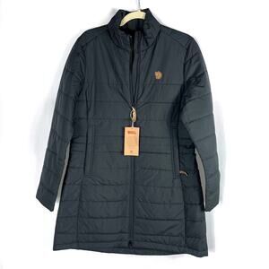 Fjallraven Kiruna‎ Liner Parka Jacket Black Full Zip Puffer Coat Sz S Women's